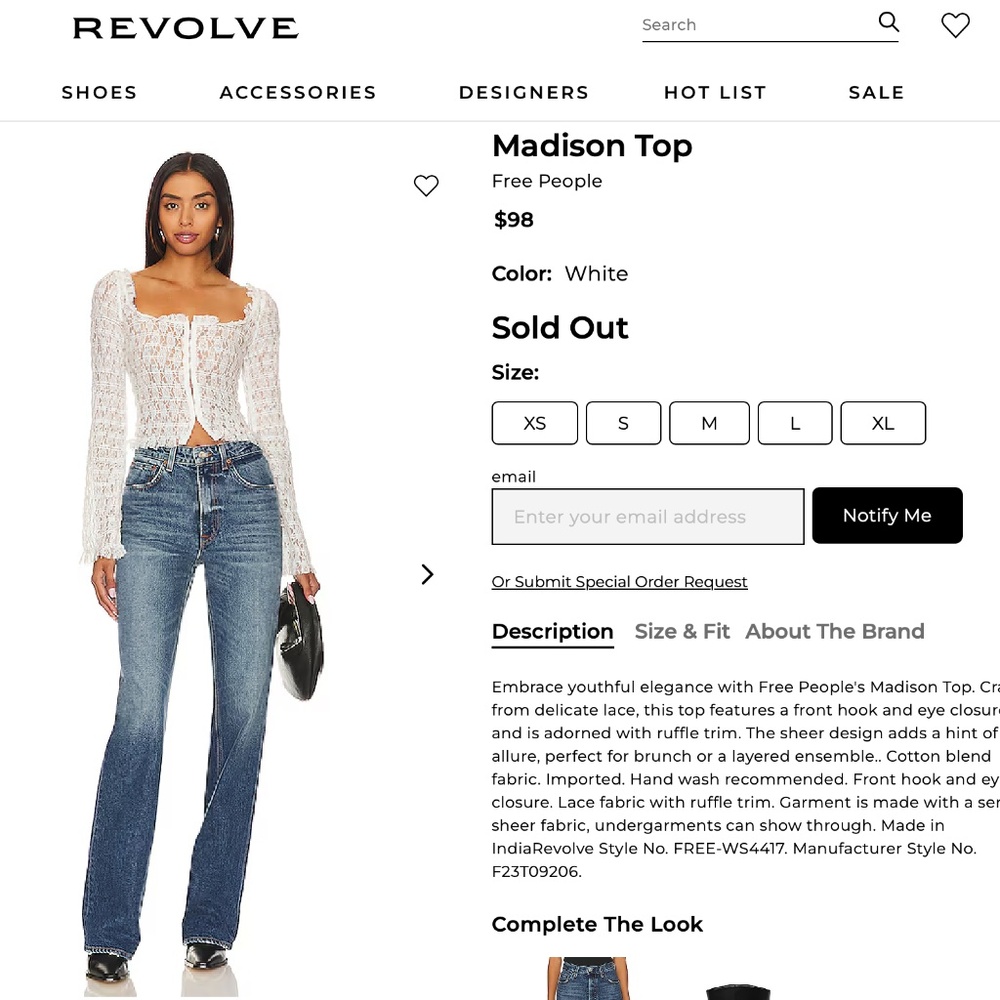 Free People NWOT Madison lace semi-sheer long sleeve top Size Small - Picture 7 of 10